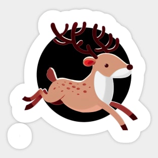 Light Reindeer Jumping - Black Background Sticker